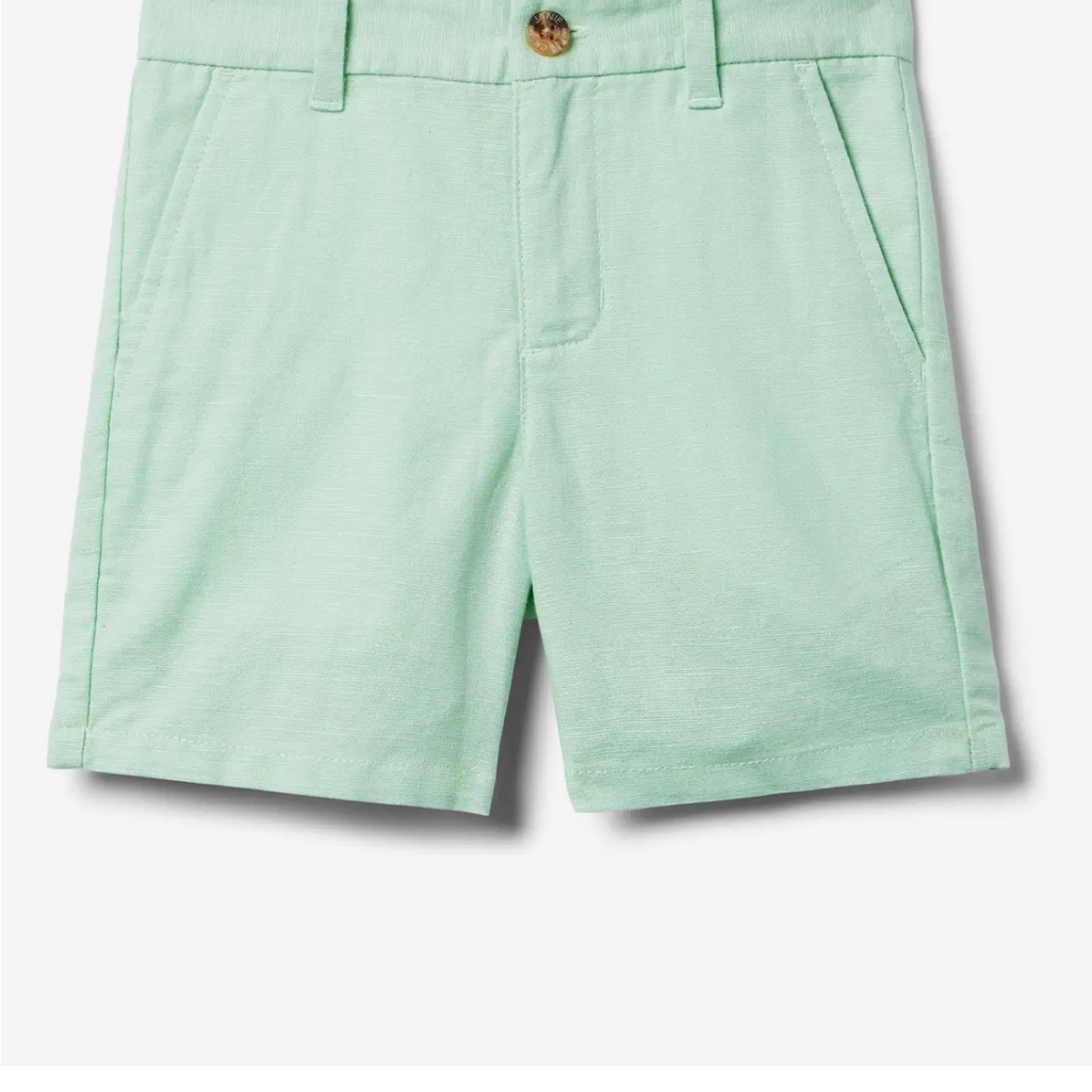 Janie And Jack Linen Flat Front Short Mint 18-24 Months